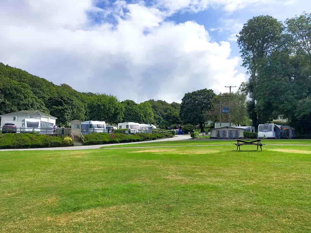 Cosawes Park: View from our pitch. Large, spacious pitches.