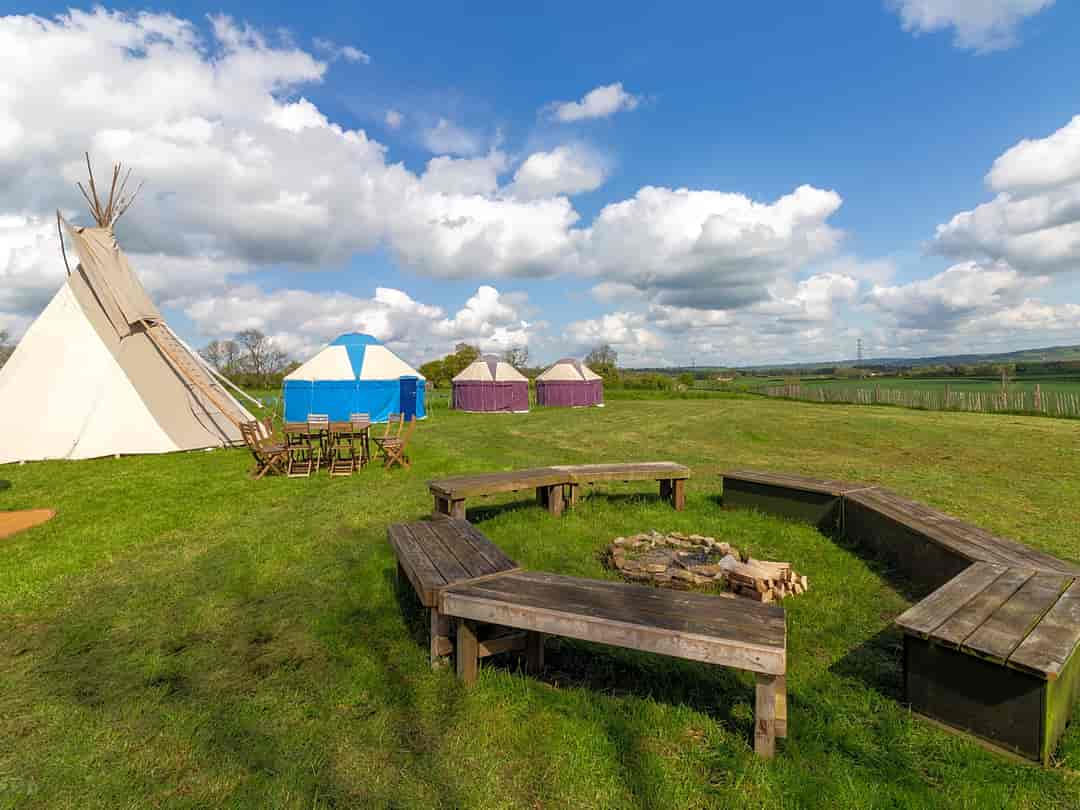 Pilton Yurt Camps: Outdoor seating and firepit