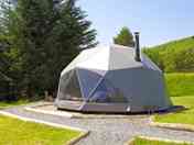 Geodesic dome with hot tub