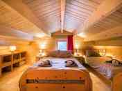 Nordic Lodge Tinyhaus upstairs bedroom 1 x double bed + 3 x single beds (added by manager 21 Dec 2023)