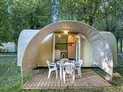 Rental tent with decked area