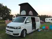 Our VW T5 camped up ready for the night.