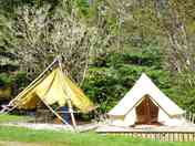 The bell tent with its parachute canopy for a seating and cooking area