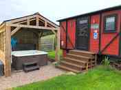 Private 6-seater electric hot tub outside the hut