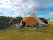 Our bell tent on its first and only use so far for size and scale