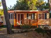 Outside the static caravan