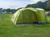 Tent on the grass pitch