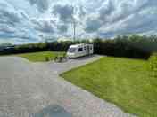 Pitch with picnic table