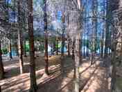 Communal fire area for pre-erected tipi tents
