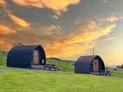 The cabins at sunset