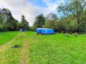 Pitched next to stream