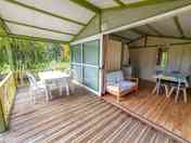 Covered terrace and open-plan living area