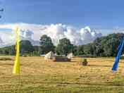 Visitor view of the bell tents