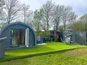 Our luxury pod and decking area with hot tub