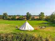 Aerial view of Bell tents