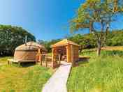 Yurt with outdoor kitchen and deck area to enjoy alfresco dining