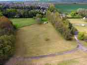 Aerial view over the caravan pitches
