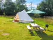 The Bell Tent, complete with picnic table and charcoal BBQ (added by manager 09 Aug 2022)