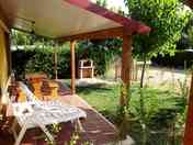 Outdoor furniture provided outside the cabin