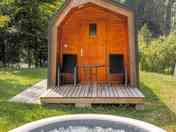 Relaxing hot tub outside Owl