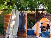 Sand tent site fenced off for privacy