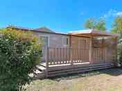 Caravan exterior with decking