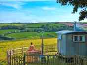 Shepherd's hut with a wood-fired hot tub