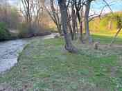 Park right beside the fast moving creek