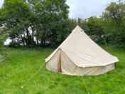 The bell tent has exclusive access to the washroom