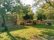 Parking spaces under the walnut trees