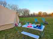 Campfire and outdoor seating