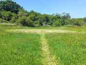 Freshly mown walking paths to your pitch