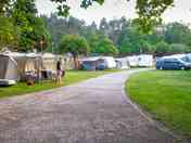 Paved road between the pitches