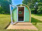 One of two camping eco pods available to rent at Retro Staycations