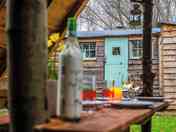 Shepherds hut from dining area