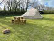 Each bell tent comes with a bench and seating area and a fire pit (added by manager 26 Jan 2022)