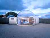 Geodesic dome with evening sky