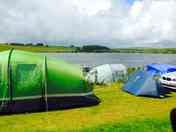 Overlooking the lake from the terraced pitches