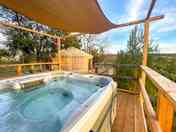 Hot tub and yurt exterior