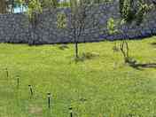 Grass tent pitch with lighting