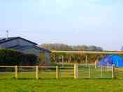 View of the campsite field with space for approximately 5 tents and 4 campervans
