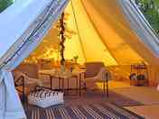 Looking into the tent