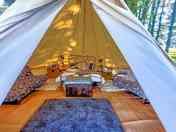 Looking into the bell tent