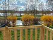 Terrace with pond views