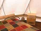 Inside our bell tents, showing a preferred layout