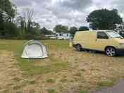 Grass tent pitch