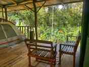 Tent on a platform with a view