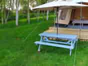 Private picnic table, awning and sun shade outside the tent (added by manager 26 May 2021)
