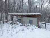 Approach to the camper. Winter.