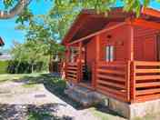 The exterior of a wooden bungalow